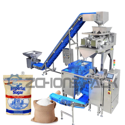 Touch Screen Doypack Filling Machine 2 Head Weighing SS Rice Packing Equipment