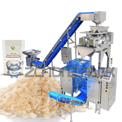 Touch Screen Doypack Filling Machine 2 Head Weighing SS Rice Packing Equipment