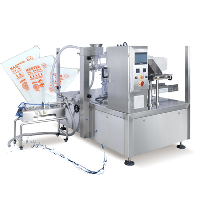 Liquid Packaging Machine: Triangular Bags, Secondary Dosing Liquid Paste Products Equipped with Liquid Pump Ring Feeder