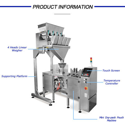 Automatic Zipper Stand-Up Pouch Packaging Machine with Bearing for Food Granules/Solids Plastic Film Packaging